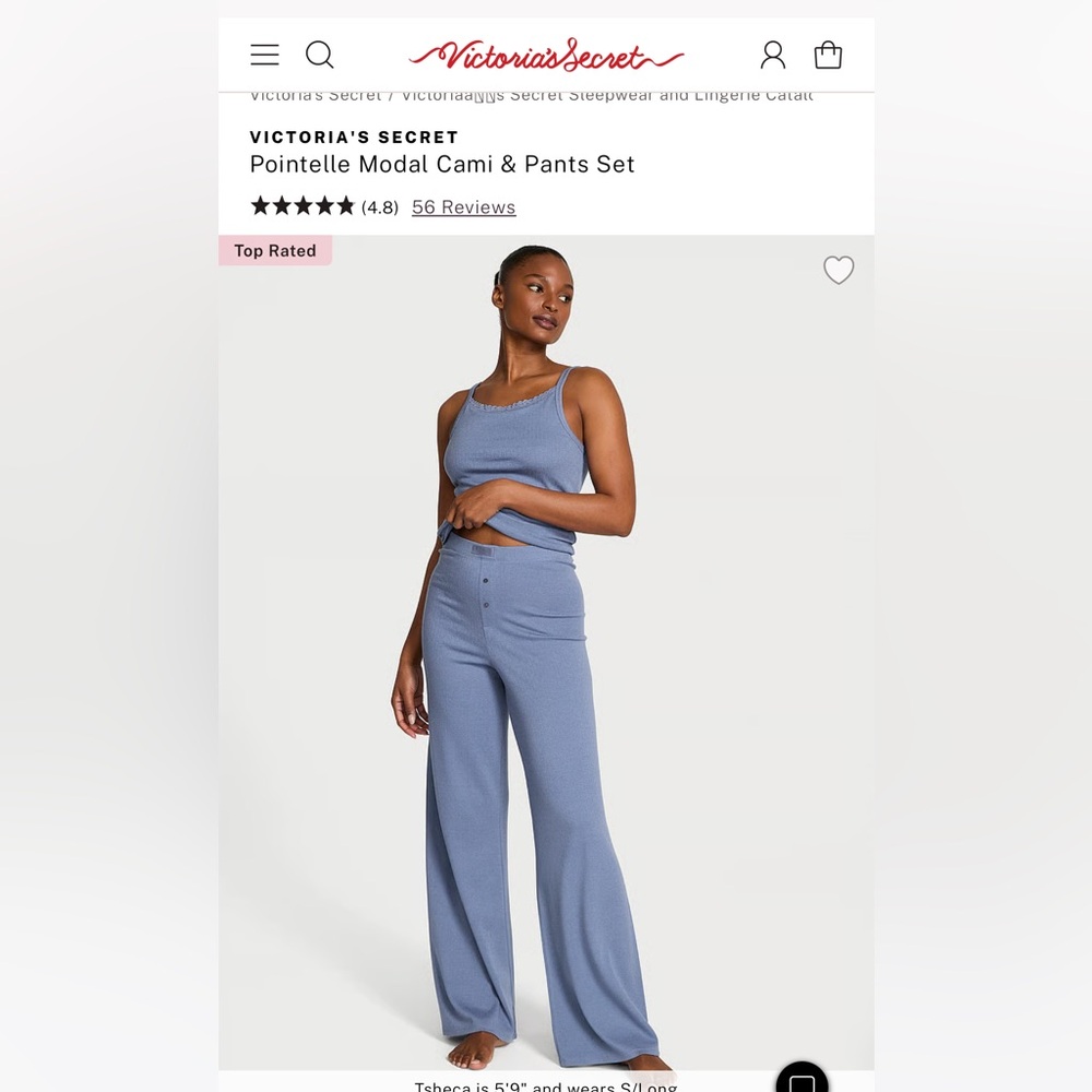 Blue Ribbed Tank and Pants Set Pointelle Modal Cami Pants Set
Victoria secret xs